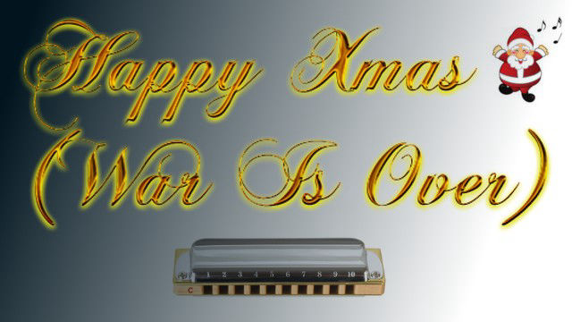 Happy christmas (war is over) on harmonica logo
